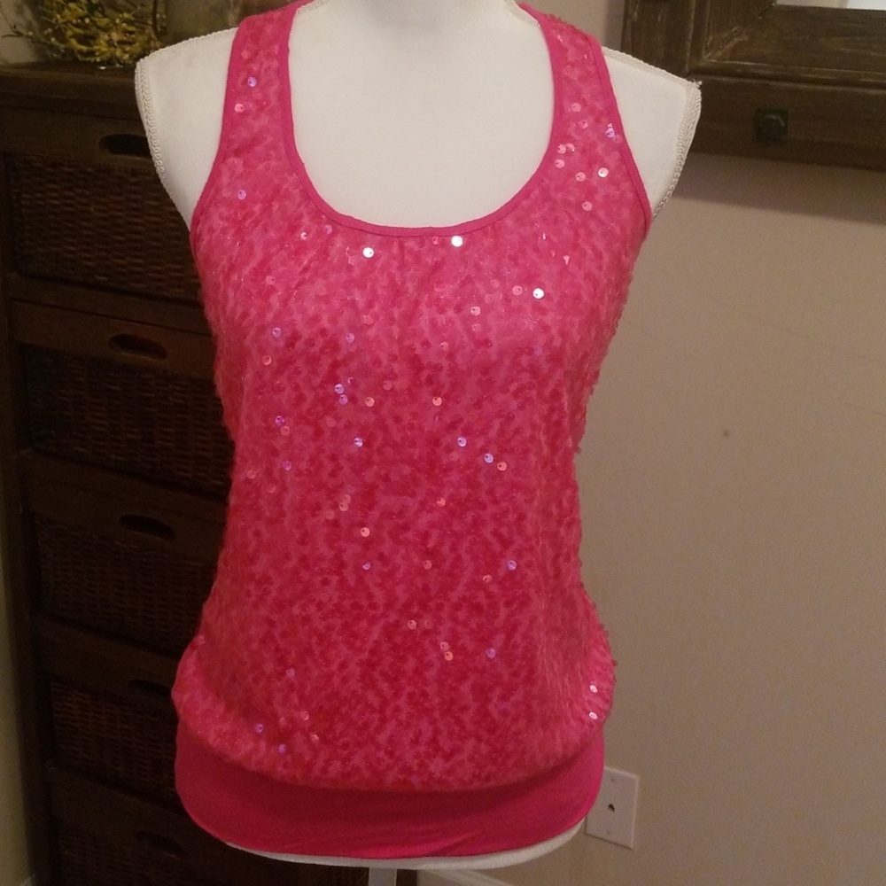 Hot pink sequin tank